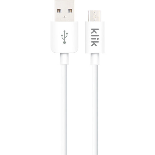 Klik Micro USB to USB Charge and Sync Cable 1.2cm - White