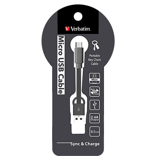 Verbatim Cable Charge & Sync USB To Micro USB 8.5cm Keychain - Graphite