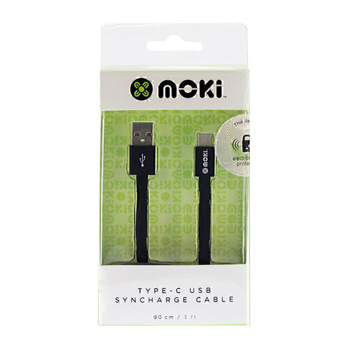Moki USB C To USB Syncharge Cable 90cm - Black