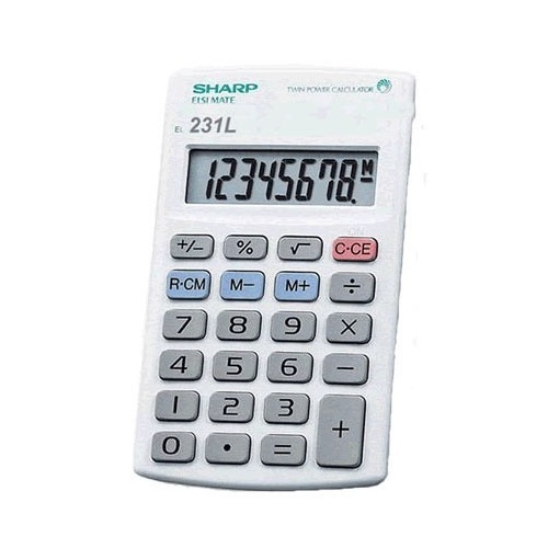 Sharp Calculator EL231LB 8 Digit LG Display Battery Operated