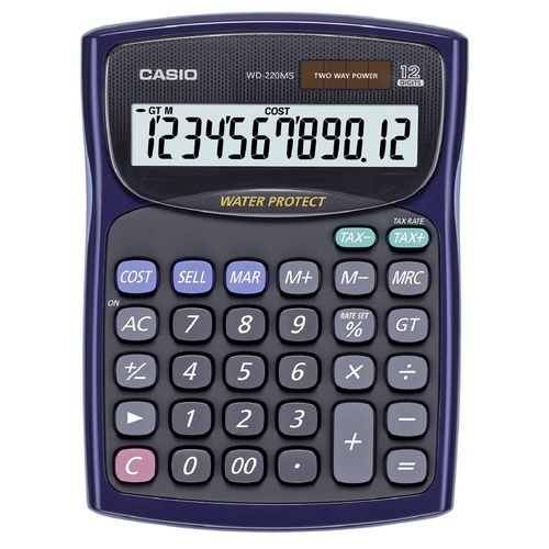 Casio Calculator WD220MS Desk top Waterproof 12 Digit