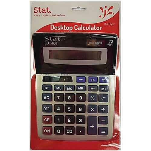 Stat Desktop Calculator Large 12 Digit Dual Power - SDT003