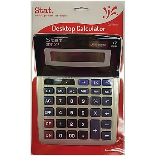 Stat Desktop Calculator Large 12 Digit Dual Power - SDT003