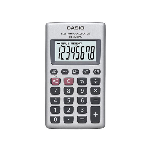 Casio Calculator 8 Digit Pocket HL820 - Silver