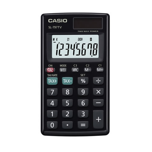 Casio Calculator Desktop 8 Digit Dual Power - SL797TVBK/S 