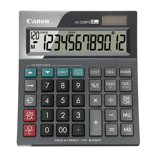 Canon Calculator 12 Digit Portable AS220RTS - Grey