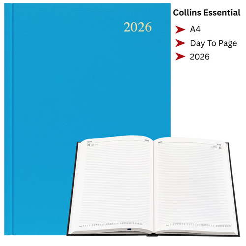 2026 Collins Essential A4 Diary Diaries Day To Page ESSA41.57 - Light Blue