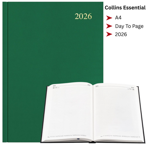 2026 Collins Essential A4 Diary Diaries Day To Page ESSA41.52 - Green