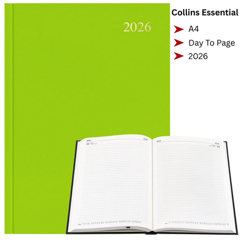 2026 Collins Essential A4 Diary Diaries Day To Page ESSA41.64 - Lime Green