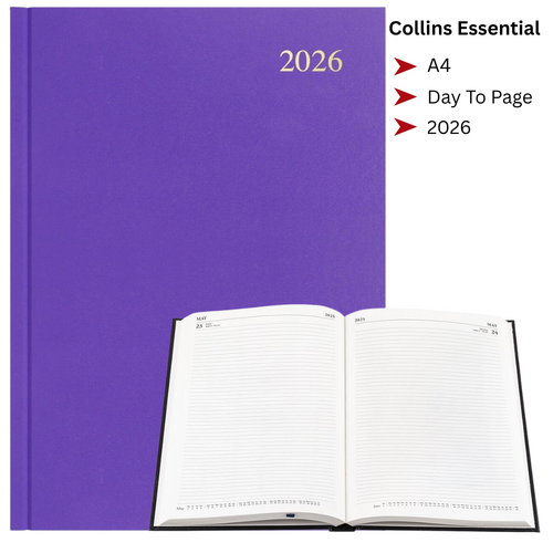 2026 Collins Essential A4 Diary Diaries Day To Page ESSA41.55 - Purple