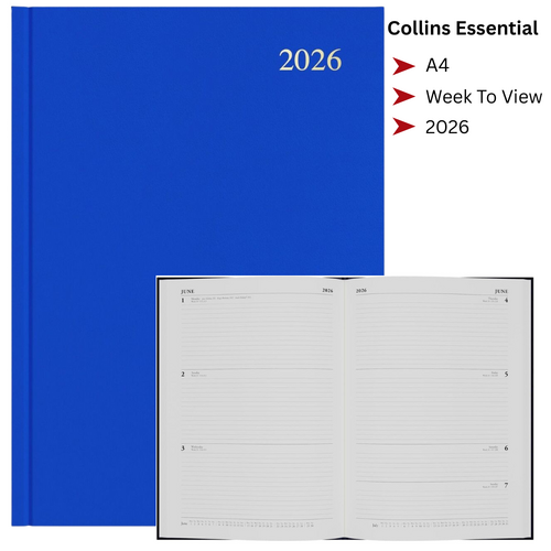 2026 Collins Essential A4 Diary Diaries Week To View ESSA43.60 - Blue