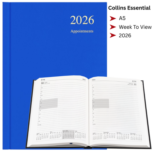 2026 Collins Essential A5 Appointment Diary Diaries Day To Page ESSA51A.60 - Blue
