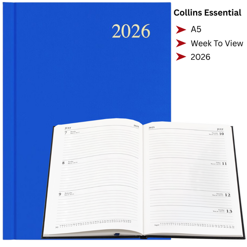 2026 Collins Essential A5 Diary Diaries Week To View ESSA53.60 - Blue
