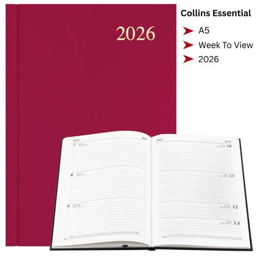 2026 Collins Essential A5 Diary Diaries Week To View ESSA53.78 - Maroon