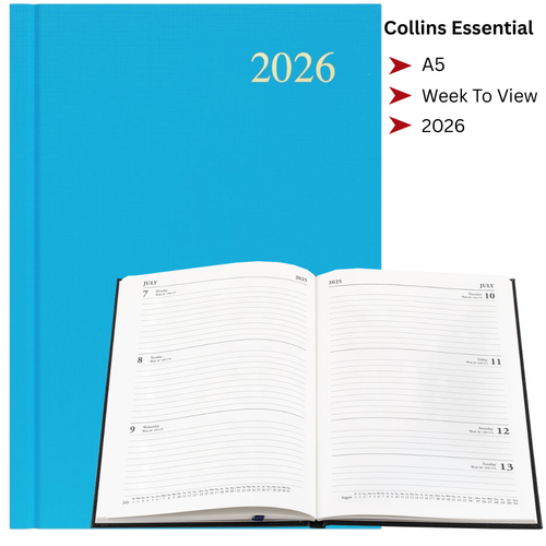 2026 Collins Essential A5 Diary Diaries Week To View ESSA53.57 - Light Blue