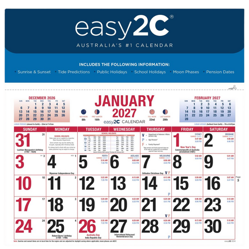 Allen's Easy2c 2027 Magnetic Calendar Easy to See Big Print - 4278