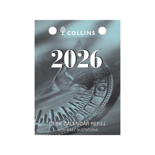 2026 Collins Desk Top Calendar Refill 76 x 102mm DCRT Top Punch - Blue
