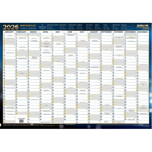 2026 Collins Yearly Planner Writeraze 700x1000mm QC2 Laminated - 10800 
