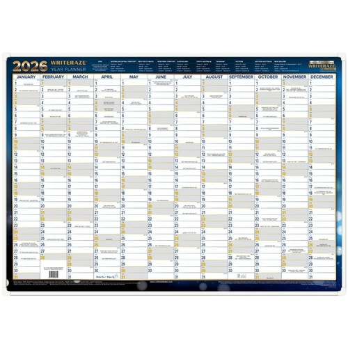 2026 Collins Yearly Planner Executive Writeraze 700x500mm QC2 Framed Laminated - 11600