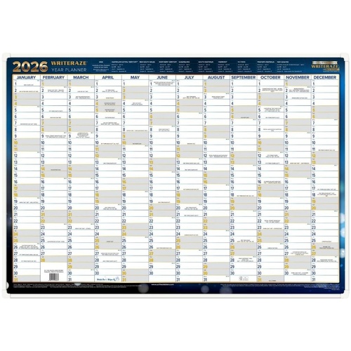 2026 Collins Yearly Planner Writeraze 700x1000mm QC2 Framed Laminated - 11800