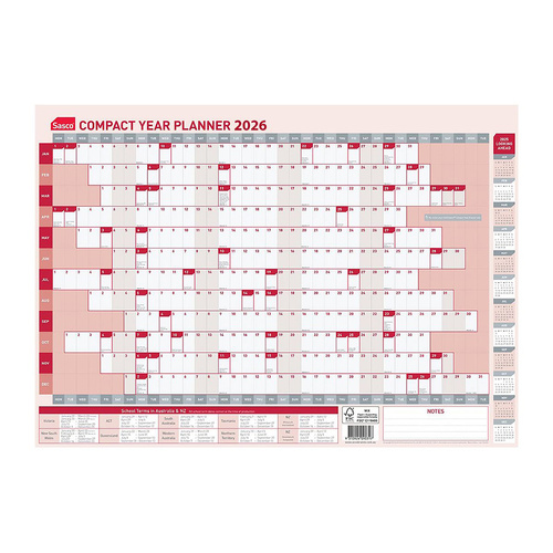 2026 Sasco Wall Planner Compact Year To View 594x420mm - 1043526