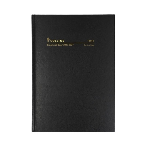 Collins 2026/2027 A4 Financial Year Casebound Diaries Day To Page 14M4.P99 - Black