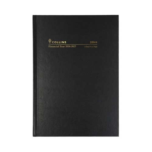Collins 2026/2027 A5 Financial Year Casebound Diaries 2 Day To Page 28M4.P99 - Black