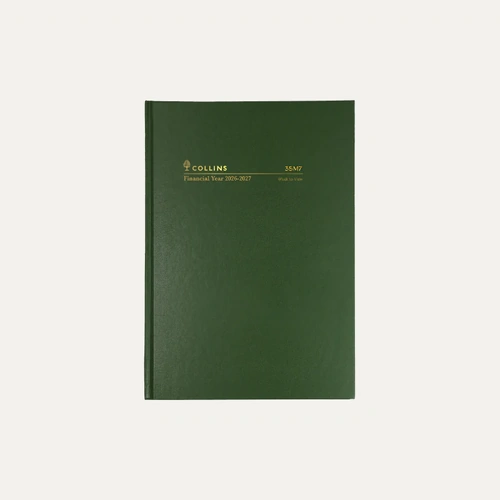 Collins 2026/2027 B7R Financial Year Hard Cover Diaries Week To View 35M7.P40 - Green