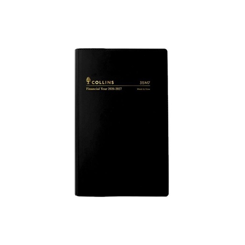 Collins 2026/2027 B7R Financial Year Vinyl Diaries Week To View 35M7.P99 - Black