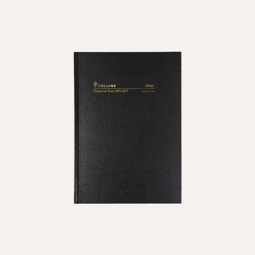 Collins 2026/2027 B7R Financial Year Vinyl Diaries Week To View 35M7.P99 - Black