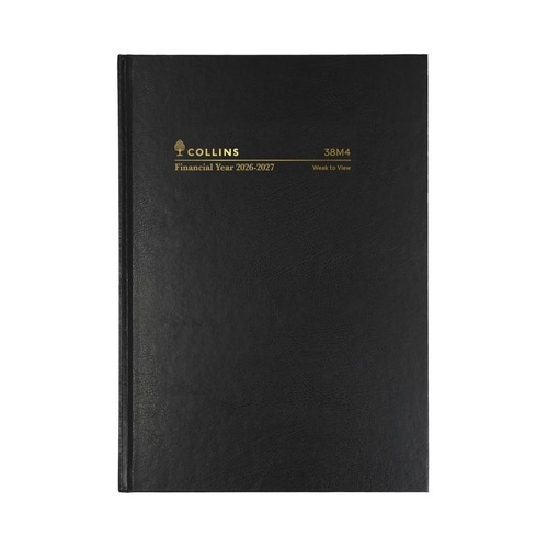 Collins 2026/2027 A5 Financial Year Casebound Diaries Week To View 38M4.P99 - Black