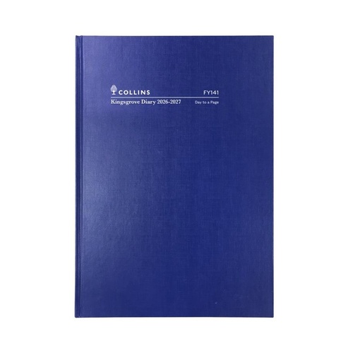 Collins 2026/2027 A4 Financial Year Kingsgrove Diaries Day To Page FY141.P59 - Blue