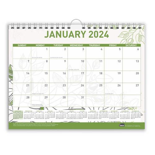 Sasco 2024 Wall Calendar GREEN 1070724 - 380 x 300mm