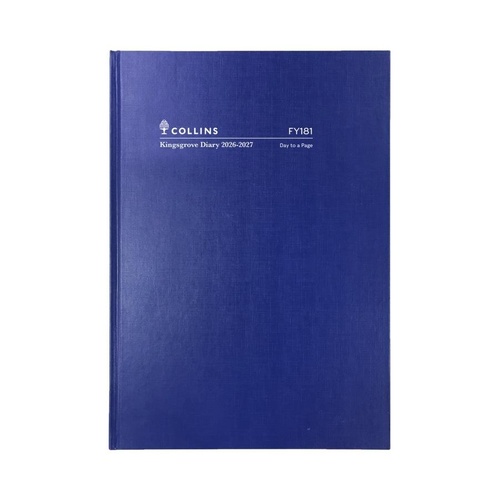 Collins 2026/2027 A5 Financial Year Kingsgrove Diaries Day To Page FY141.P59 - Blue