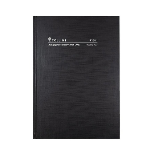 Collins 2026/2027 A4 Financial Year Kingsgrove Diaries Week To View FY341.P99 - Black