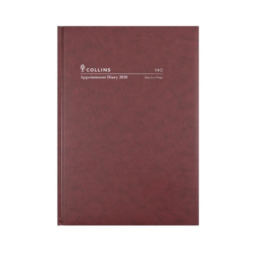 Collins 2028 A4 Appointment Diaries Day To Page 140.P78 - Burgundy