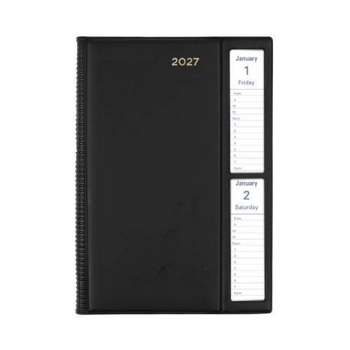 Collins 2027 Belmont A5 Diary Window-Face 2 Days To Page PVC 287W.V99 - Black
