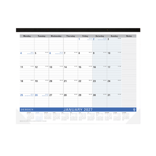 Collins 2027 Debden Desk Top Planner 420x594mm Month To View Navy - 3901.C59