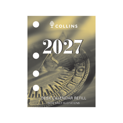 Collins 2027 Desk Calendar Refill Day To Page Side Punch 76x102mm - DCRS