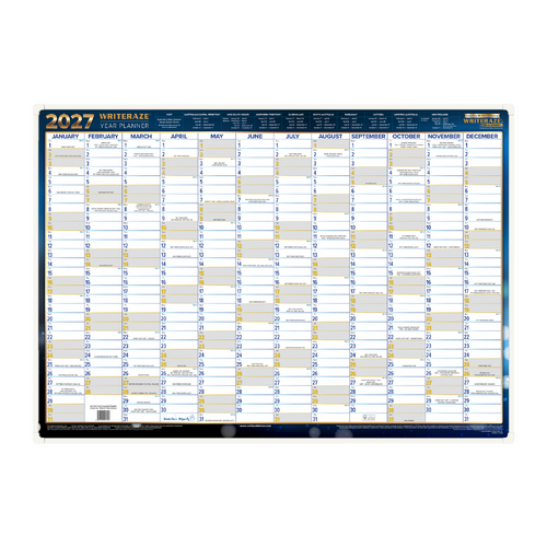 Collins 2027 Writeraze Wall Planner 700x1000mm QC2 Laminated Framed - 11800