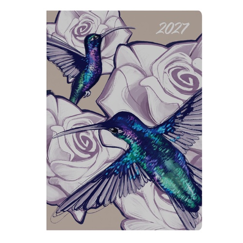 Collins 2027 The Roses A5 Diary Week To View E-TR153.HB - Hummingbird