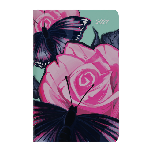 Collins 2027 The Roses Pocket Diary 132x85mm Week To View E-TR1PK3.BF - Butterfly