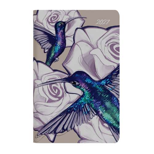 Collins 2027 The Roses Pocket Diary 132x85mm Week To View E-TR1PK3.HB - Hummingbird