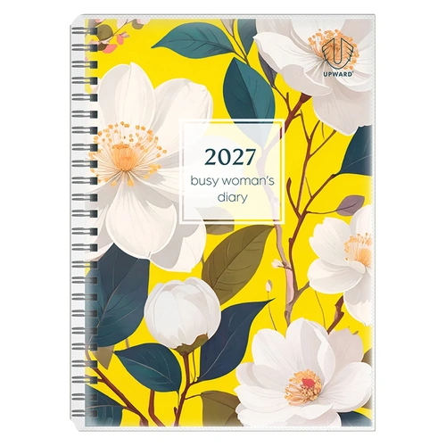 Collins 2027 Upward Busy Women's Diary A5 Wire-O Week To View 4404-CAM - Bird Of Paradise