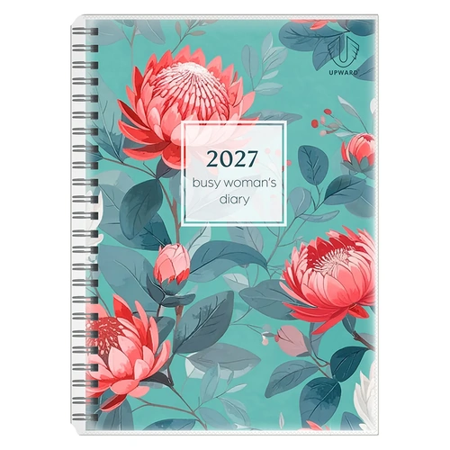 Collins 2027 Upward Busy Women's Diary A5 Wire-O Week To View 4404-WAR - Golden Wattle