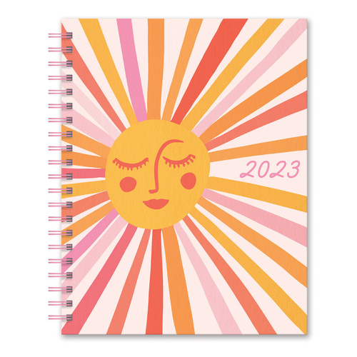 **CLEARANCE** Orange Circle 2023 17 Month Planner Extra Large Spiral Week To View 216 x 279mm - Retro Sunshine