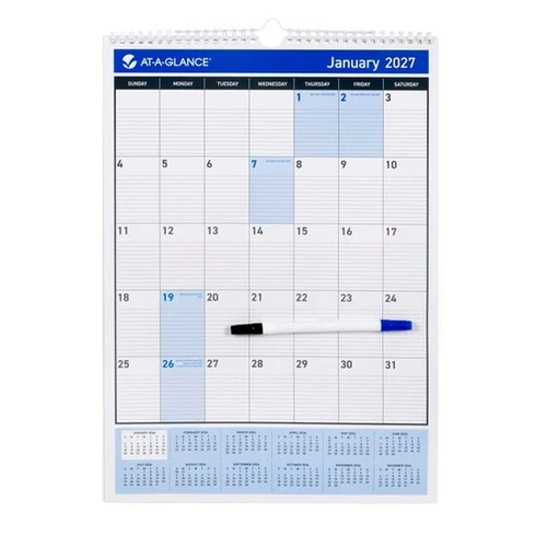 At-A-Glance 2027 Erasable Wall Calendar 305x430mm - AAG1073527
