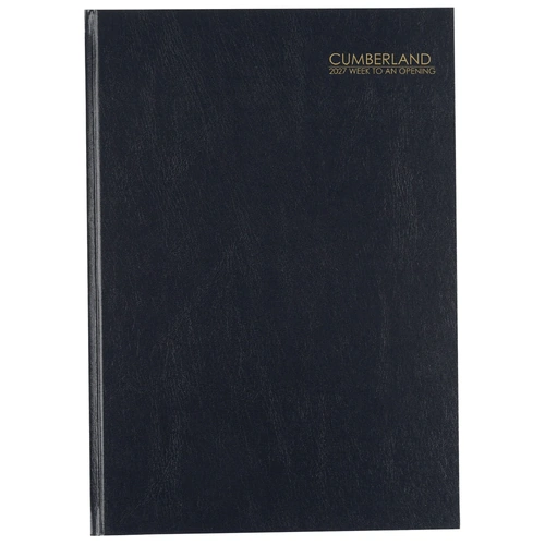 Collins 2027 Cumberland Casebound A4 Week To View 47ECBK - Black