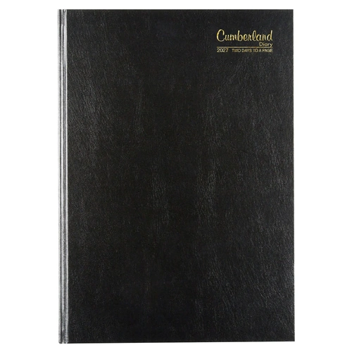 Collins 2027 Cumberland Casebound A5 2 Day To Page 52ECBK - Black