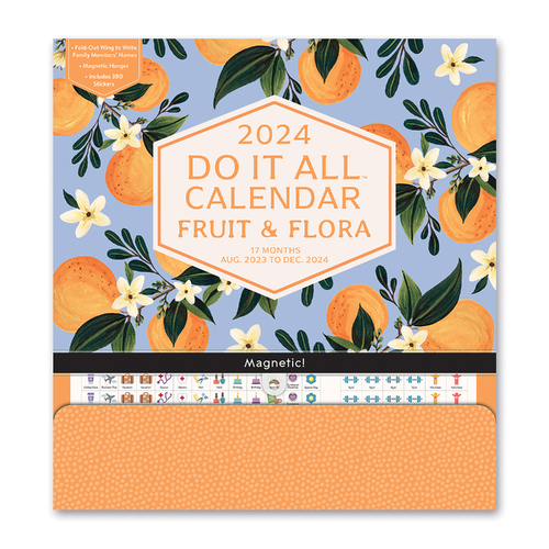 2024 Wall 17 Month Calendar Orange Circle Do It All Fruit & Flora 305 X 328mm - 24076